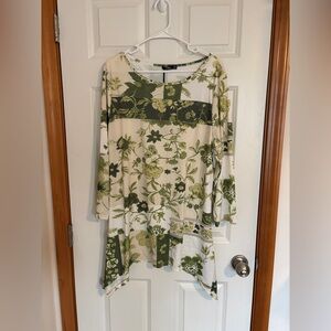 Lily Olive and Cream Botanical Tunic